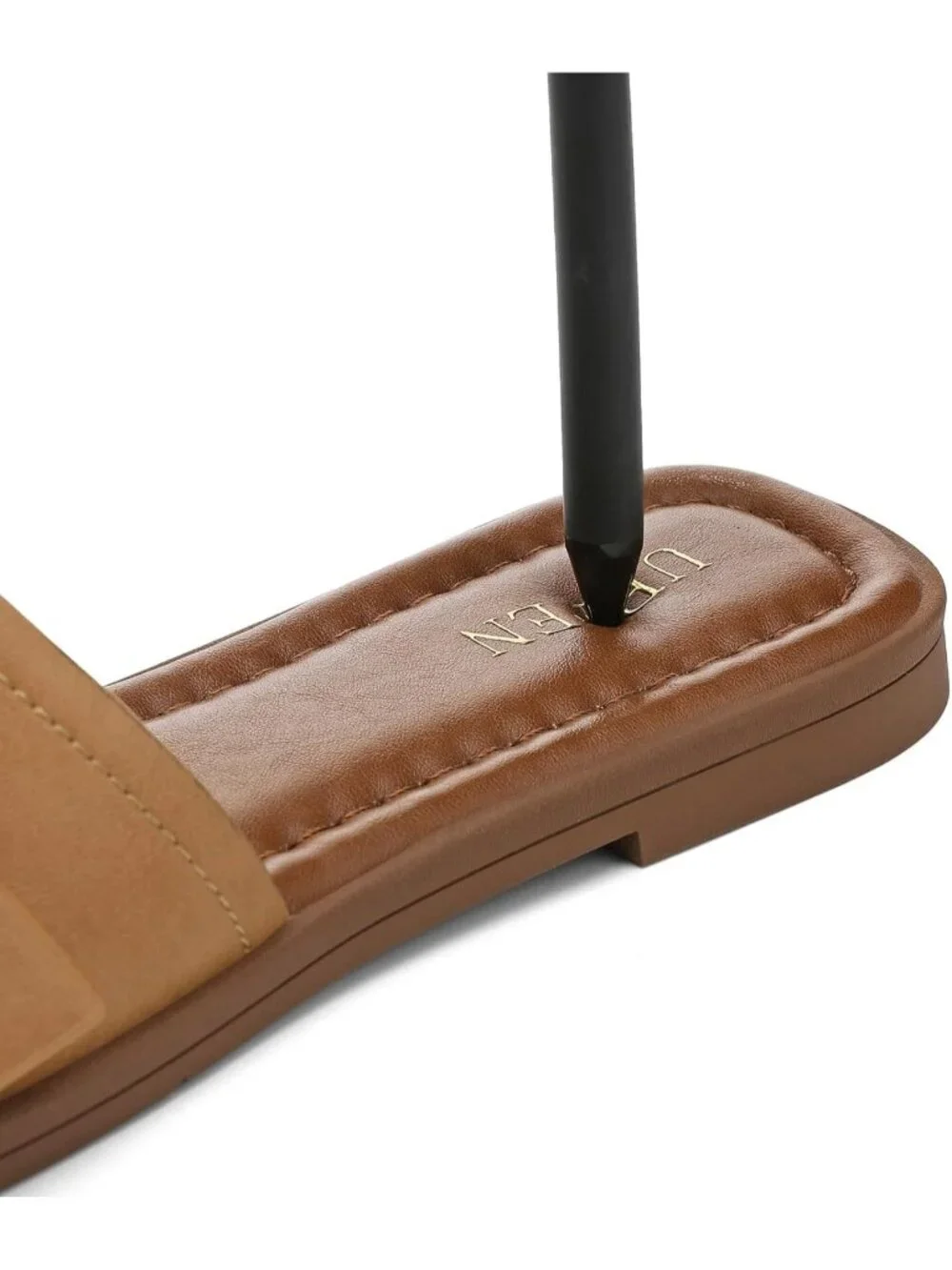 Women's Light Brown Square Toe Flat Sandals Slides Dressy Comfortable for Casual